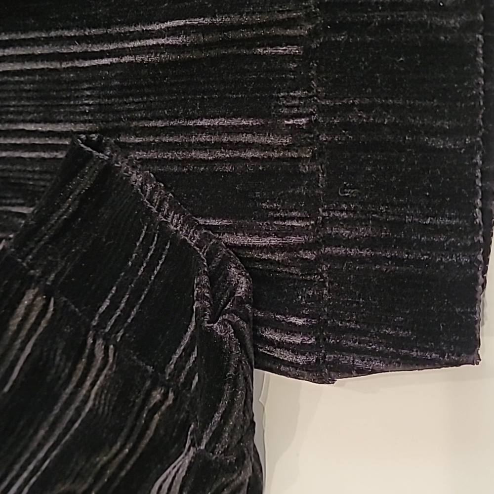 Andrew Marc Sport Velour Stripe Short Top Black XL - Picture 5 of 11